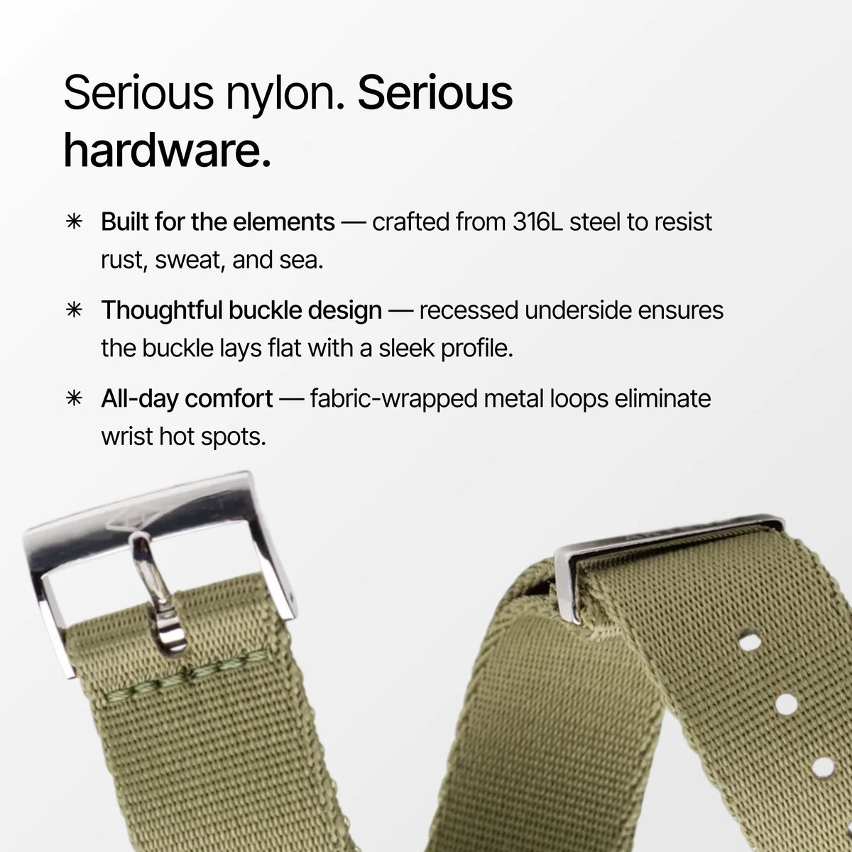 Khaki Green Nylon Watch Strap
