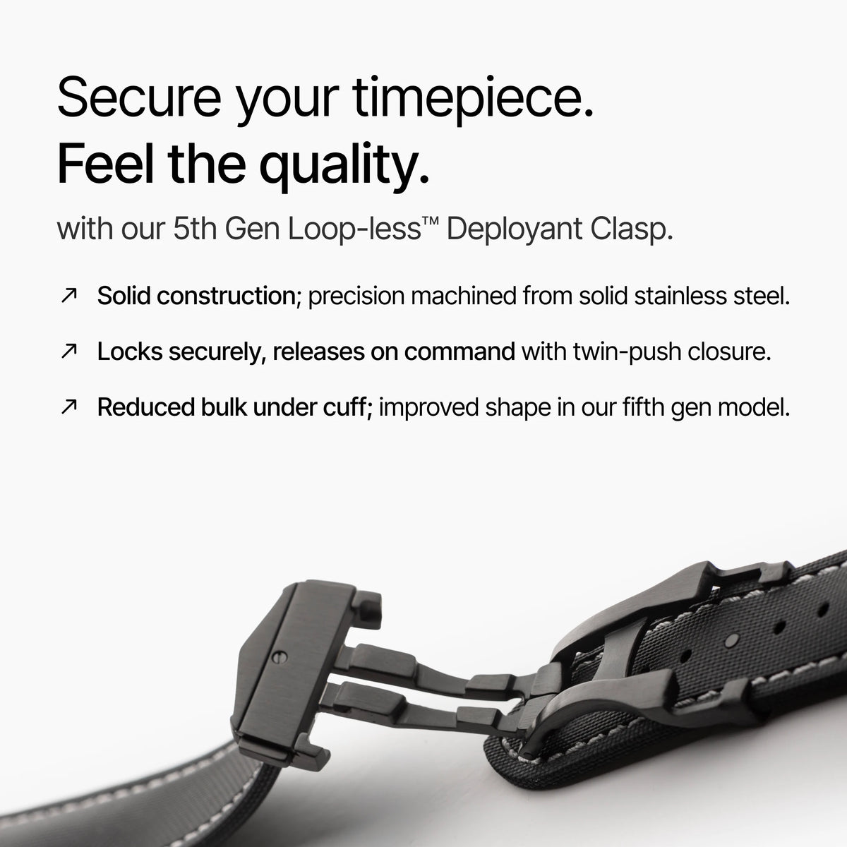 Loop-less™ HydroFlex™ | Event Horizon Edition | Black Strap with White Stitching