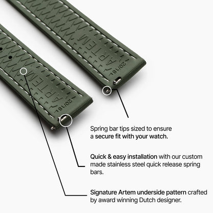 Green Strap with White Stitching