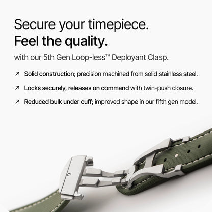 Green Strap with White Stitching with deployant clasp