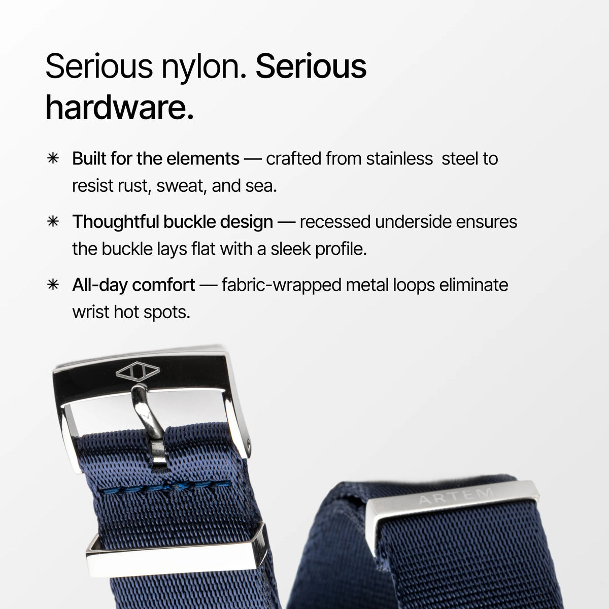 Navy Blue Nylon Watch Strap infographic
