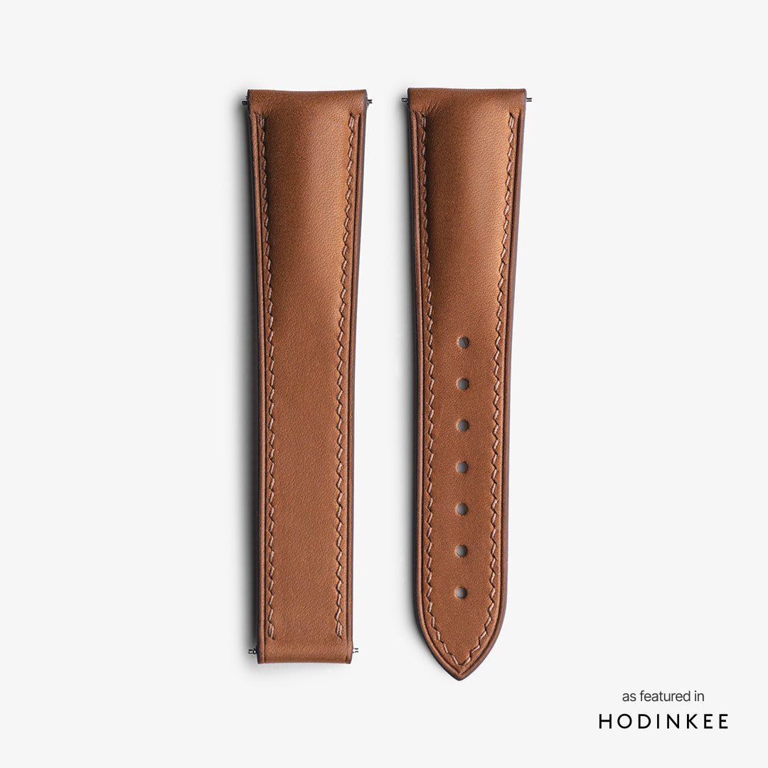 Loop-less™ Barenia®-Leder | Saddle Tan Edition | Tan-Armband mit beigefarbener Naht