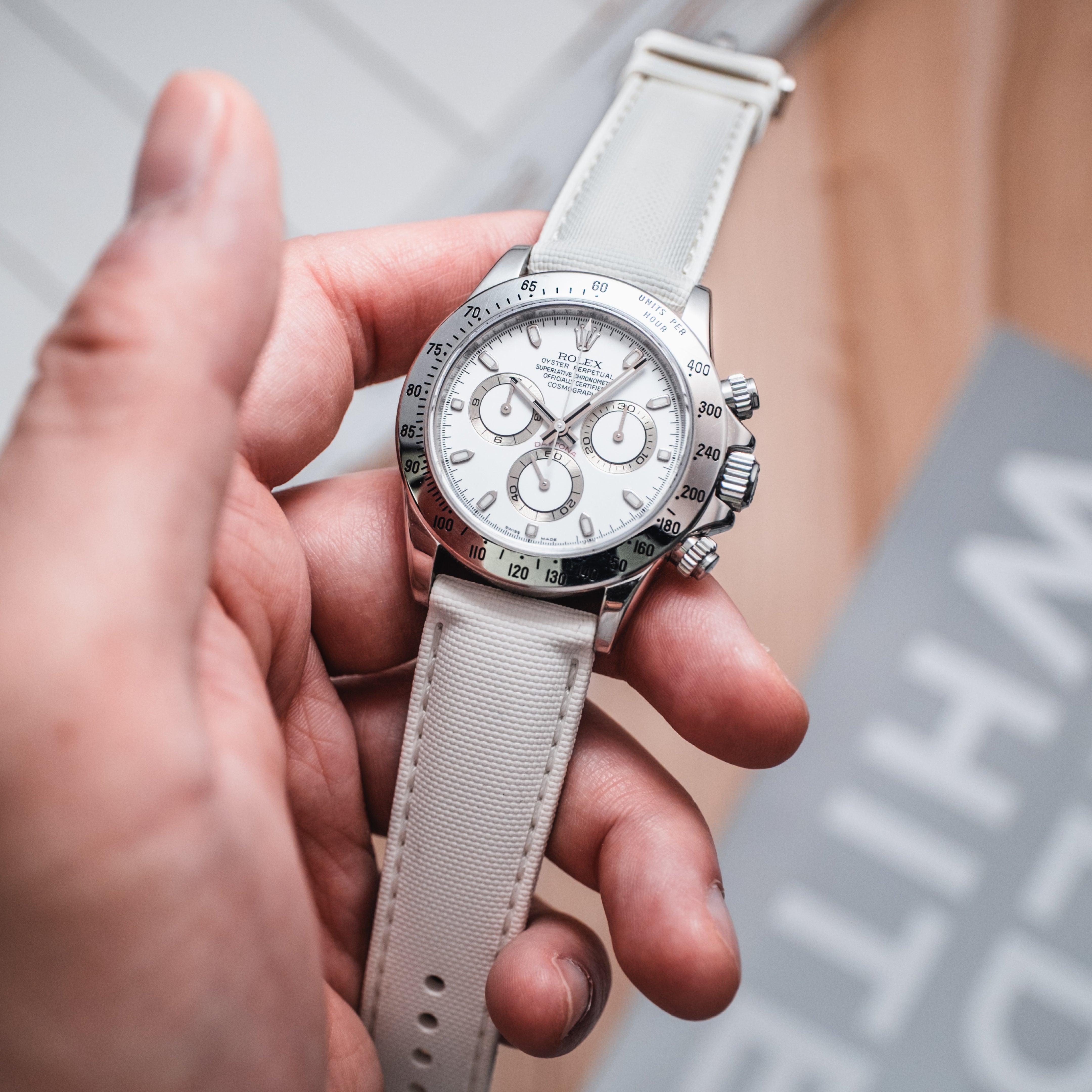 white watch strap