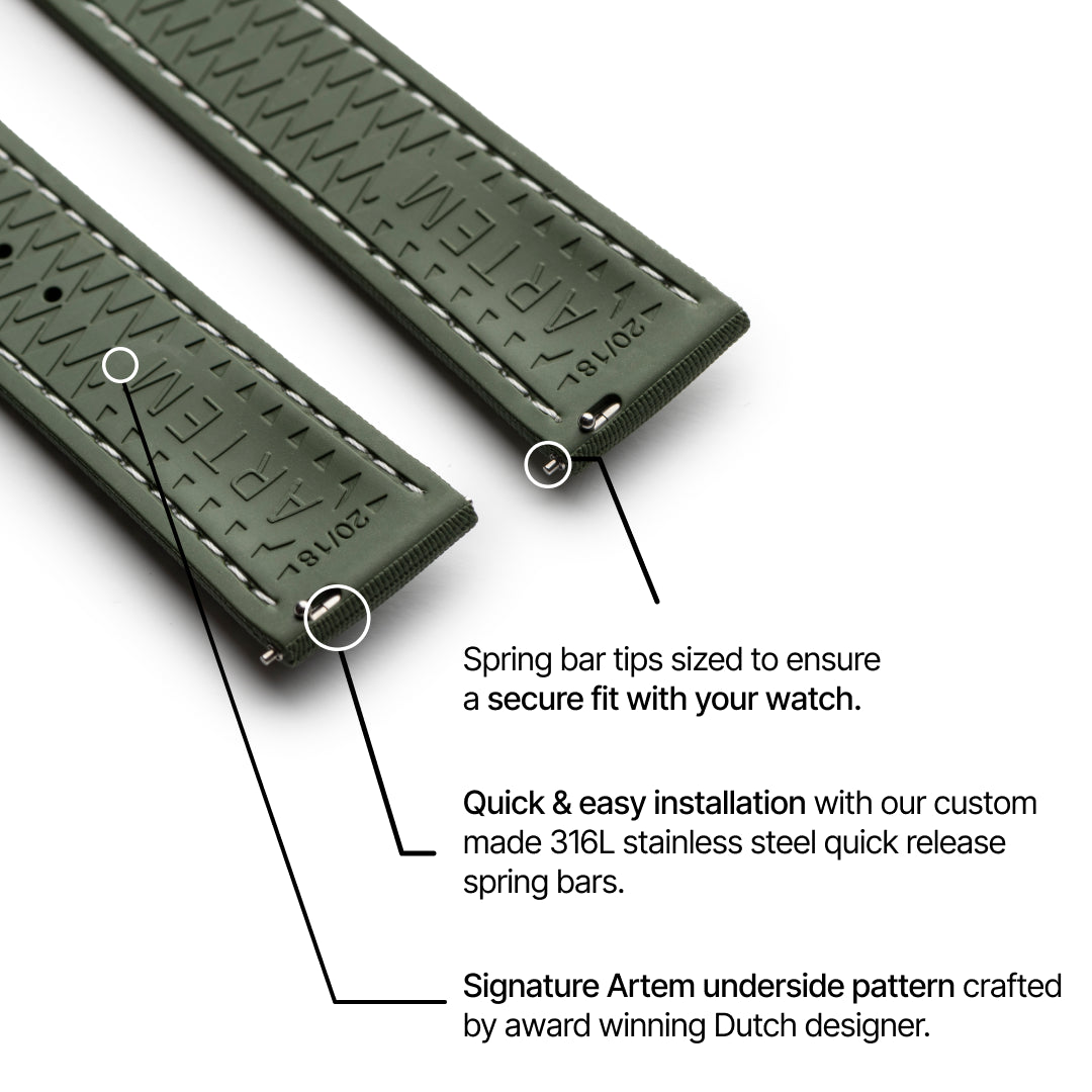 Green Strap with White Stitching