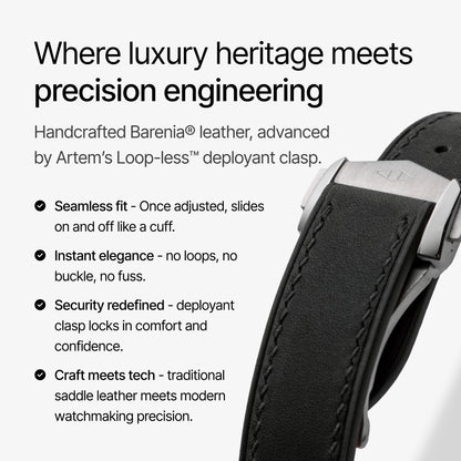 Loop-less™ Barenia® Leather | Forge Black Edition | Black Strap with Black Stitching