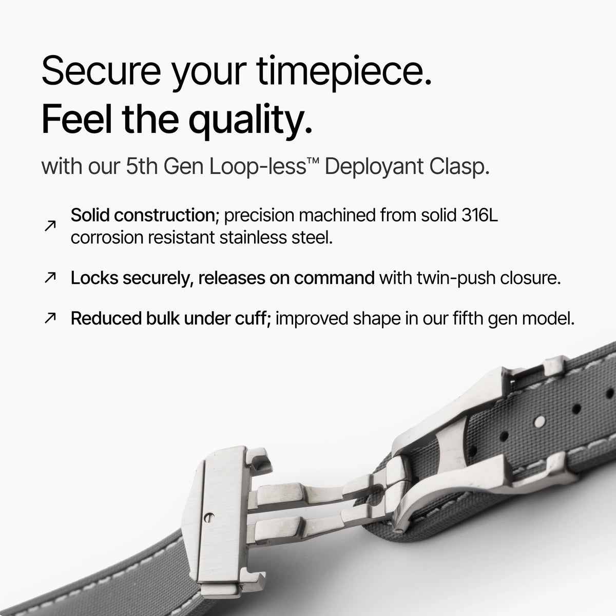 Grey Strap with White Stitching