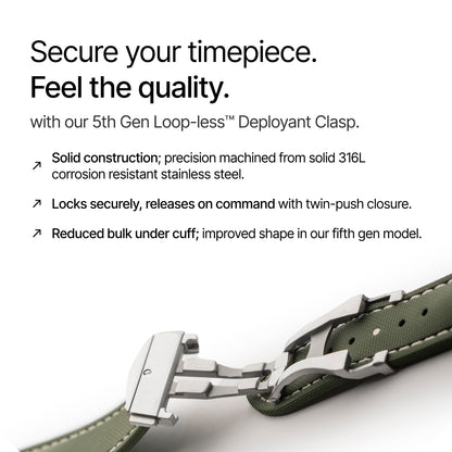 Green Strap with White Stitching with deployant clasp