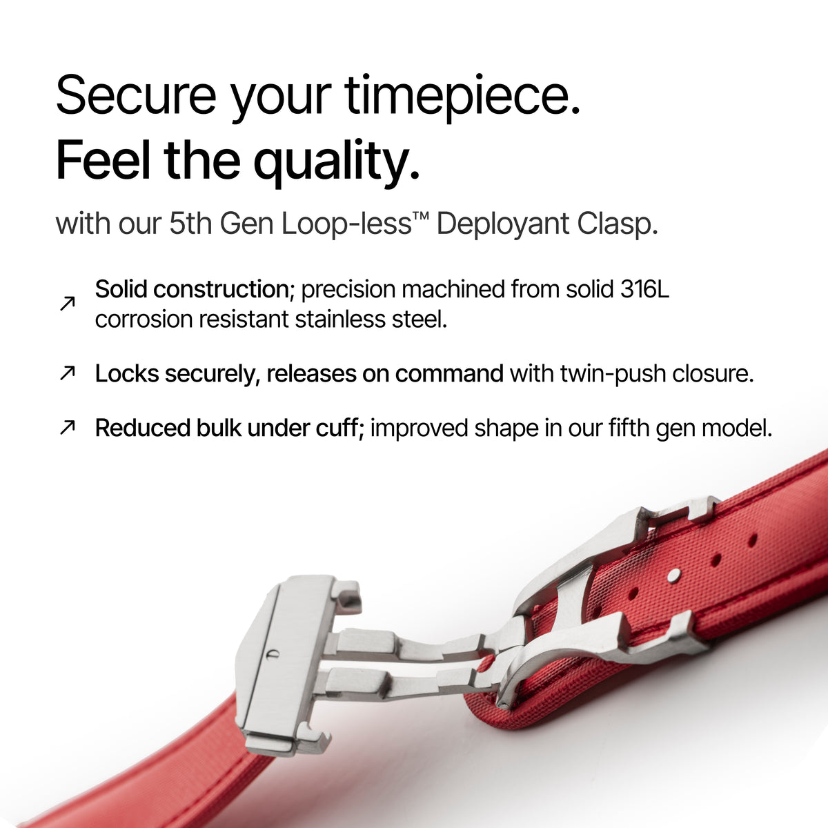 Red Strap with Red Stitching deployant clasp