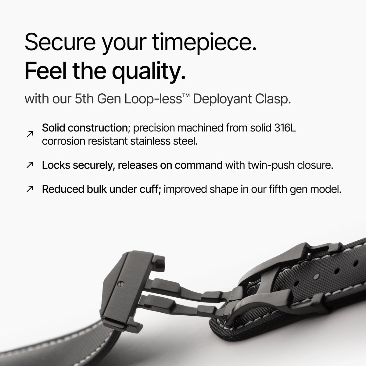Loop-less™ HydroFlex™ | Event Horizon Edition | Black Strap with White Stitching
