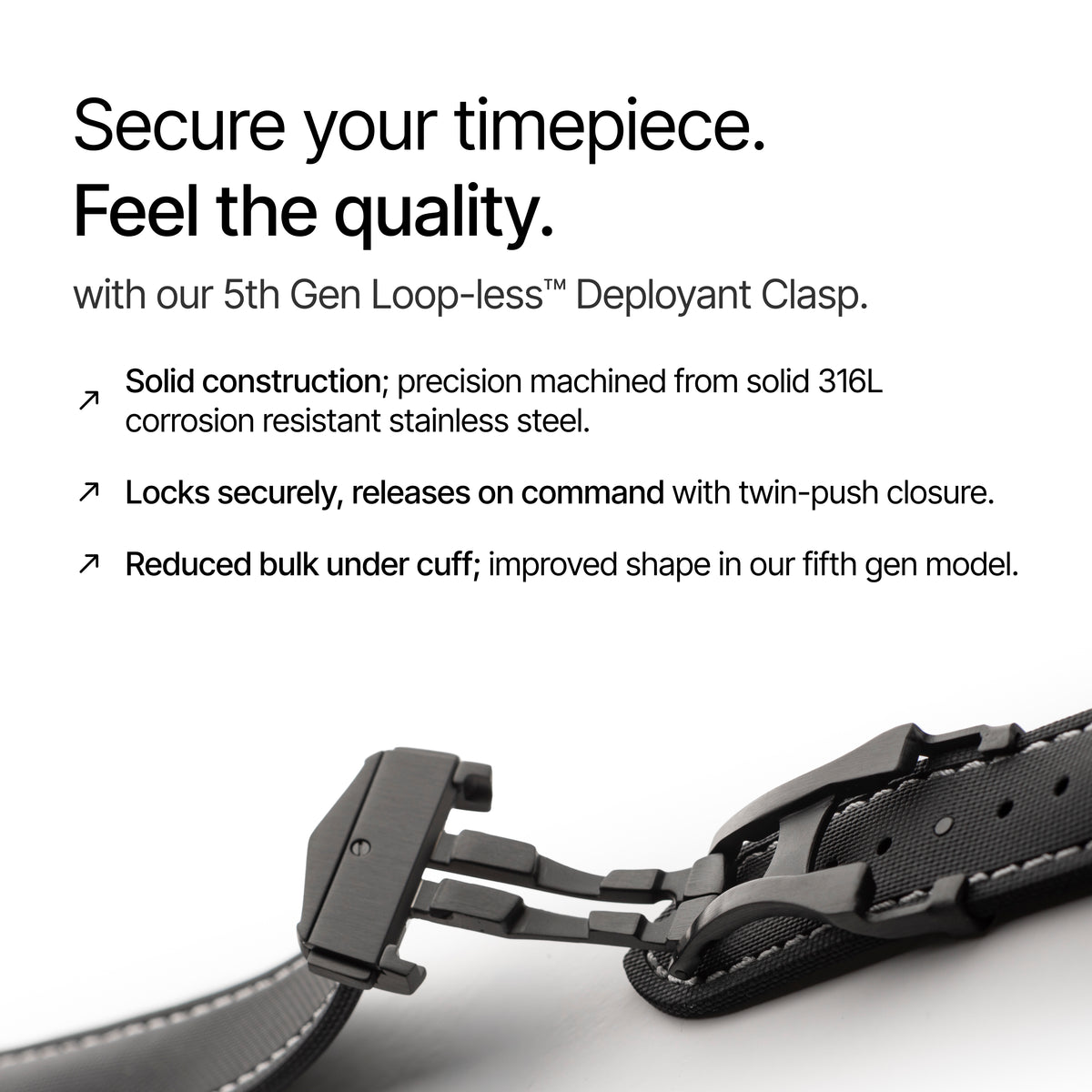 Loop-less™ HydroFlex™ | Event Horizon Edition | Black Strap with White Stitching