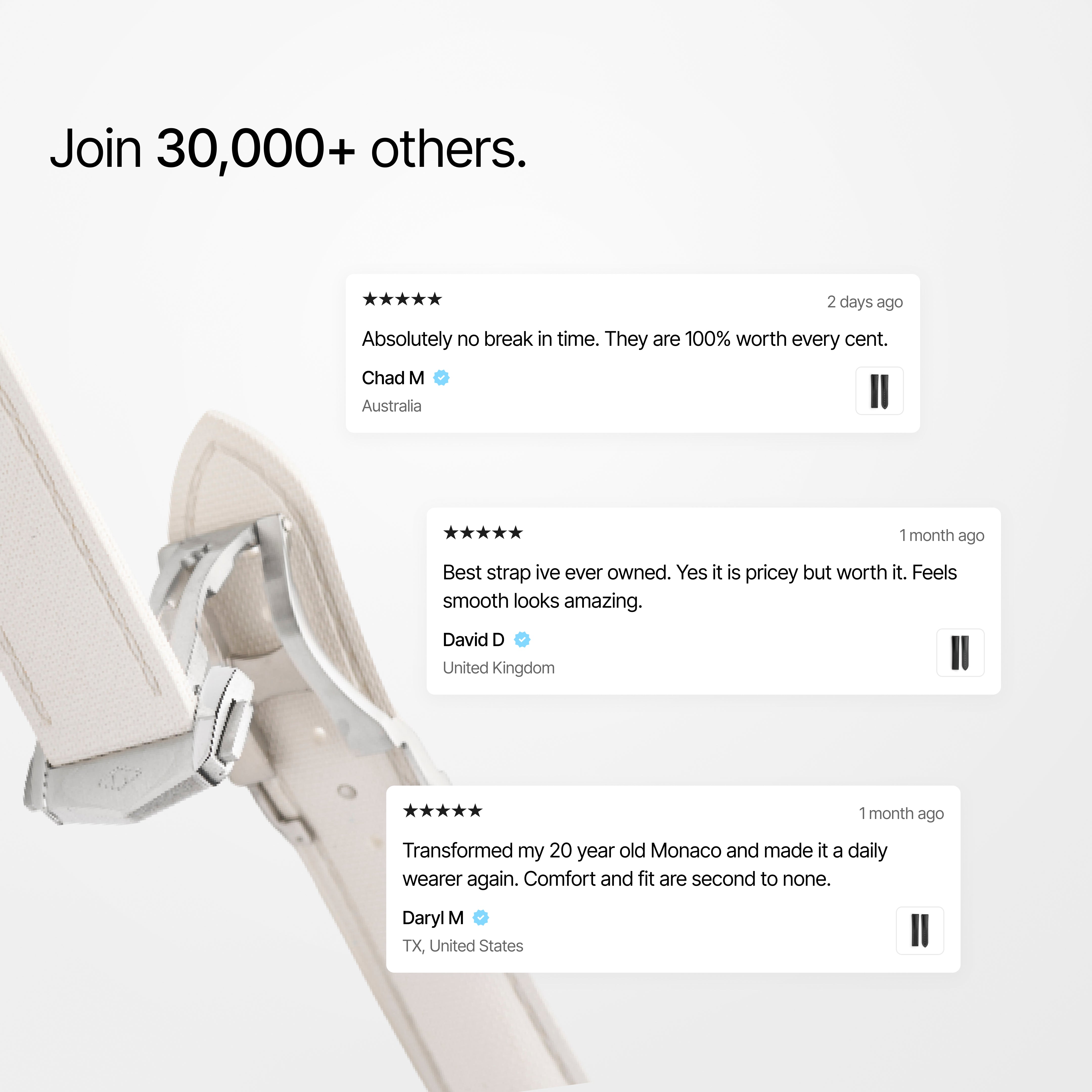 Loop-less™ HydroFlex™ | Nova Light Edition | White Strap with White Stitching